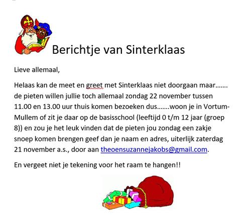 Berichtje van sinterklaas